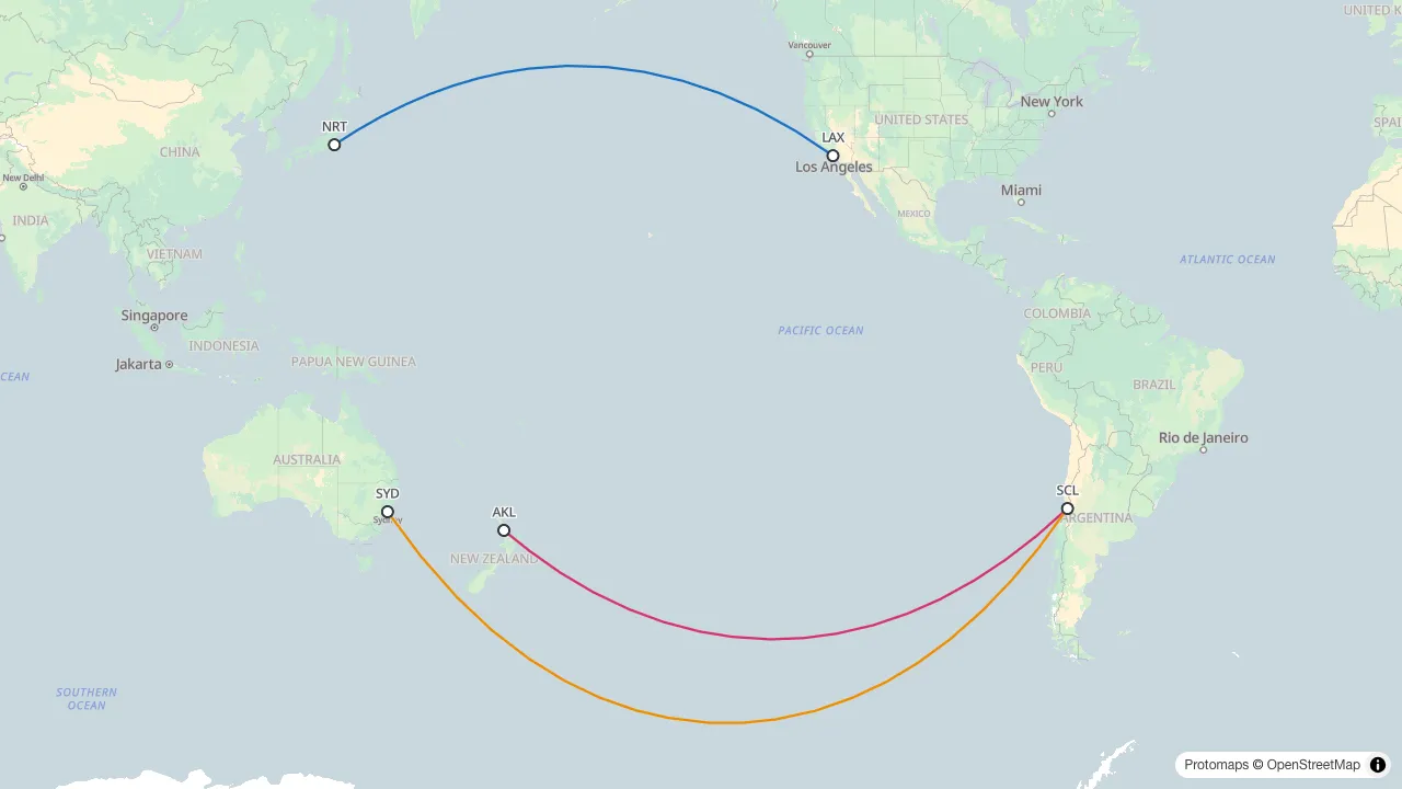 Three crossings of the antimeridian