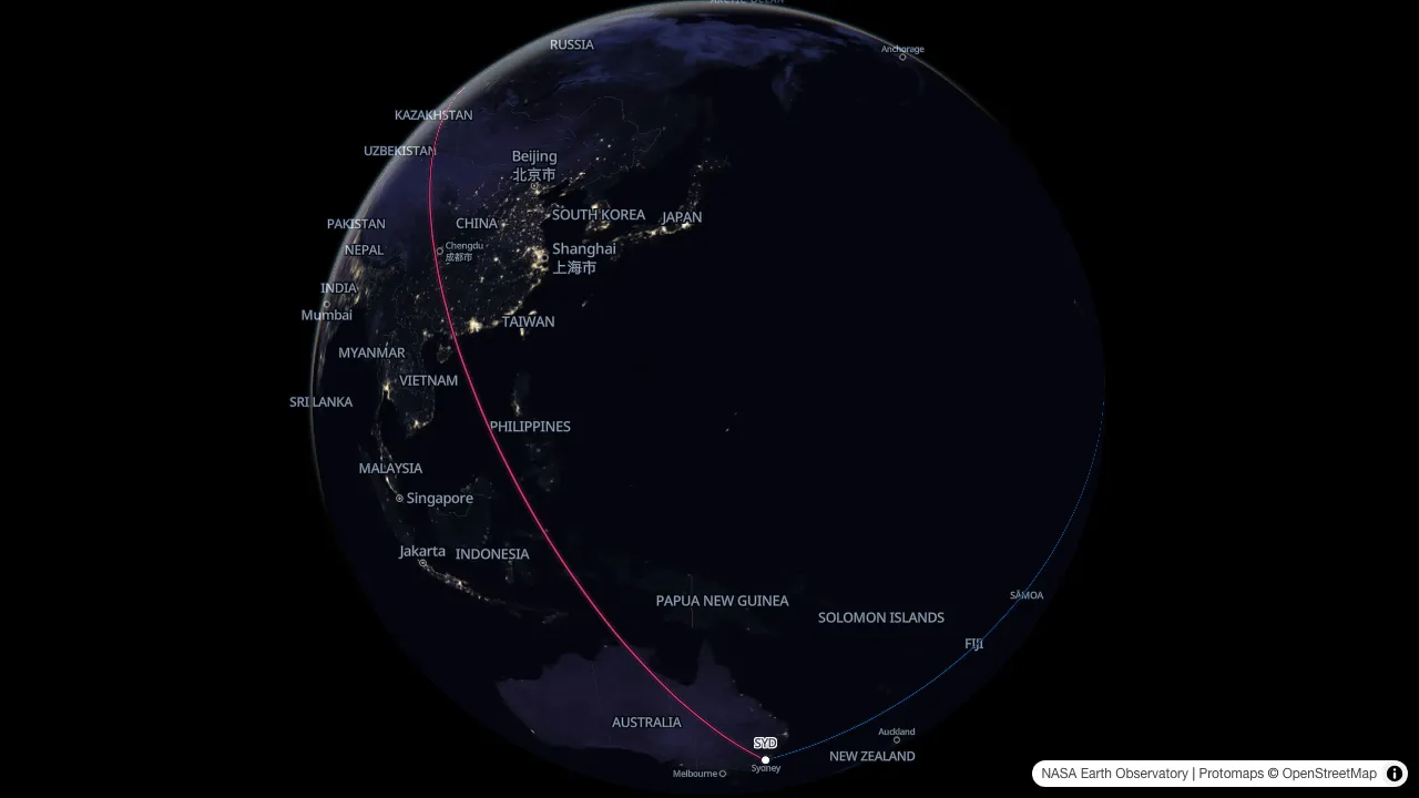 Sydney to London and Sydney to New York